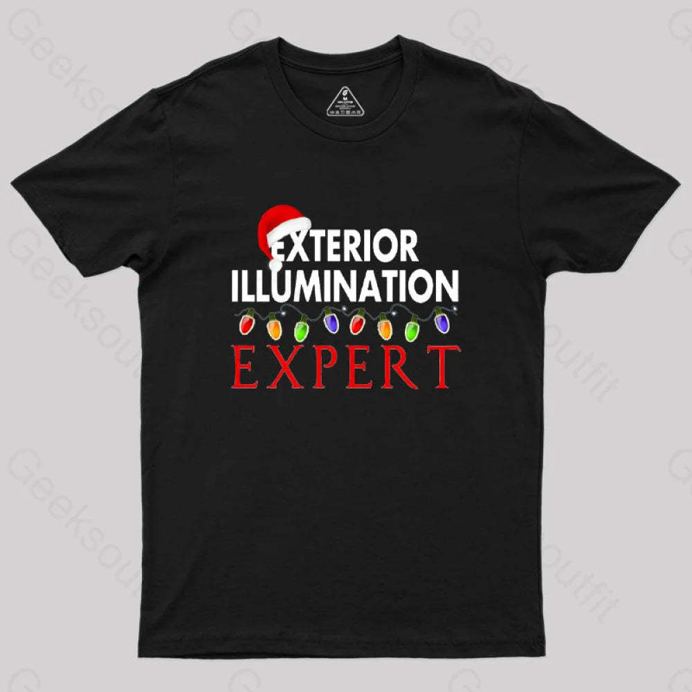 Exterior Illumination Expert Christmas Light Decorator Geek T-Shirt Black / S