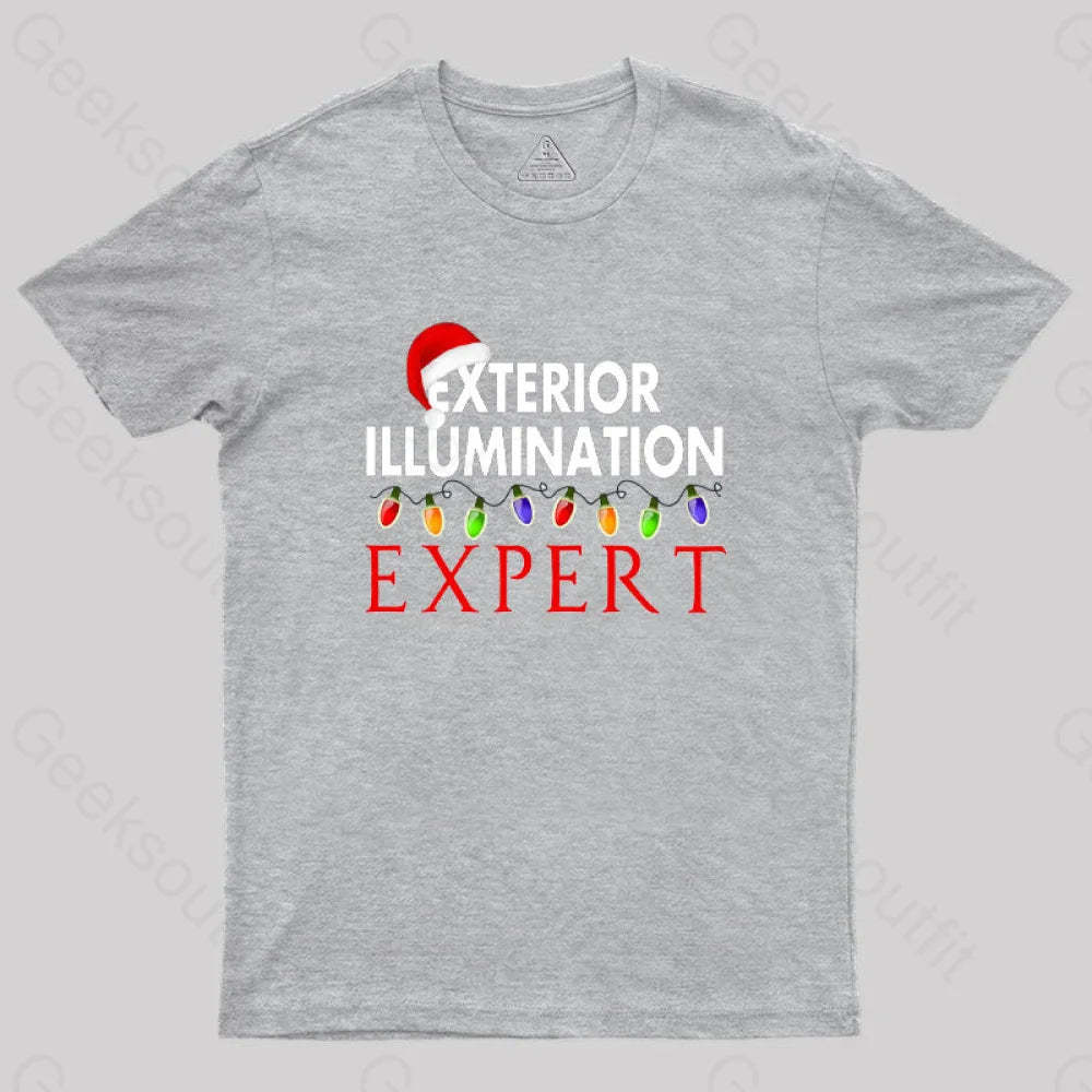 Exterior Illumination Expert Christmas Light Decorator Geek T-Shirt Grey / S