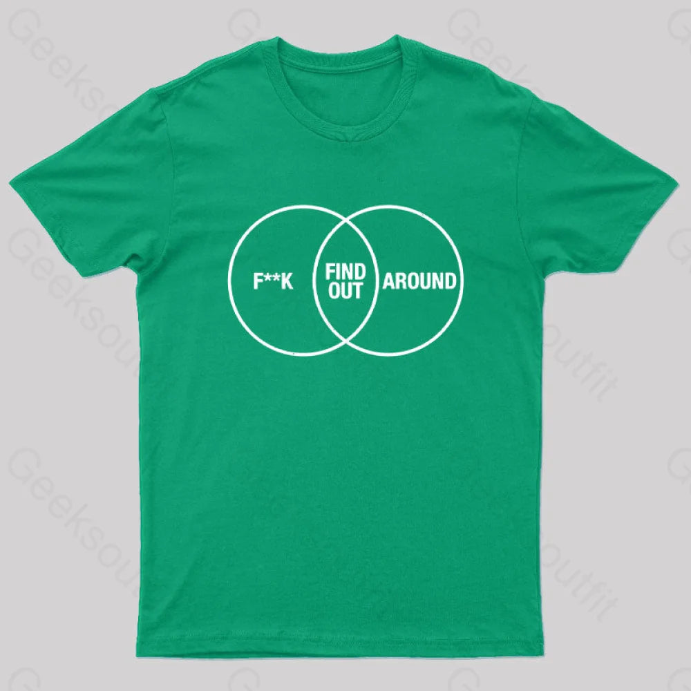 F Around And Find Out Venn Diagram Nerd T-Shirt Green / S