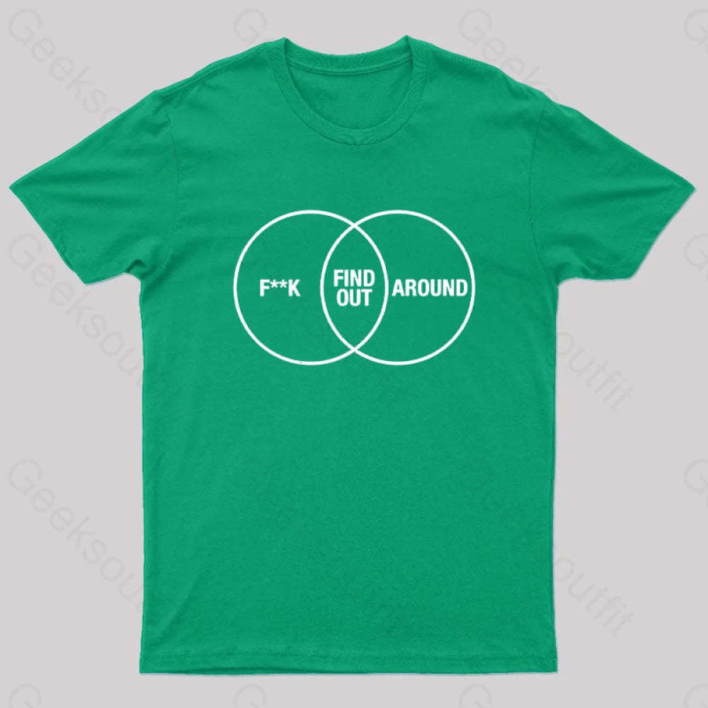 F Around And Find Out Venn Diagram Nerd T-Shirt Green / S