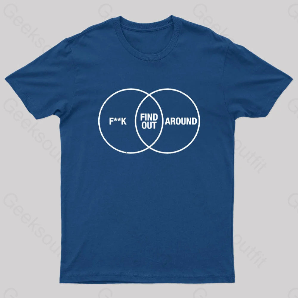 F Around And Find Out Venn Diagram Nerd T-Shirt Navy / S