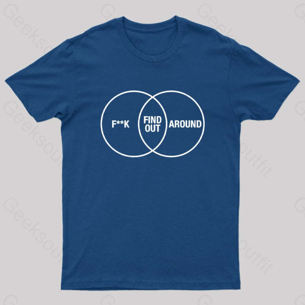 F Around And Find Out Venn Diagram Nerd T-Shirt Navy / S