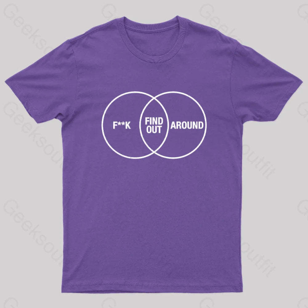 F Around And Find Out Venn Diagram Nerd T-Shirt Purple / S
