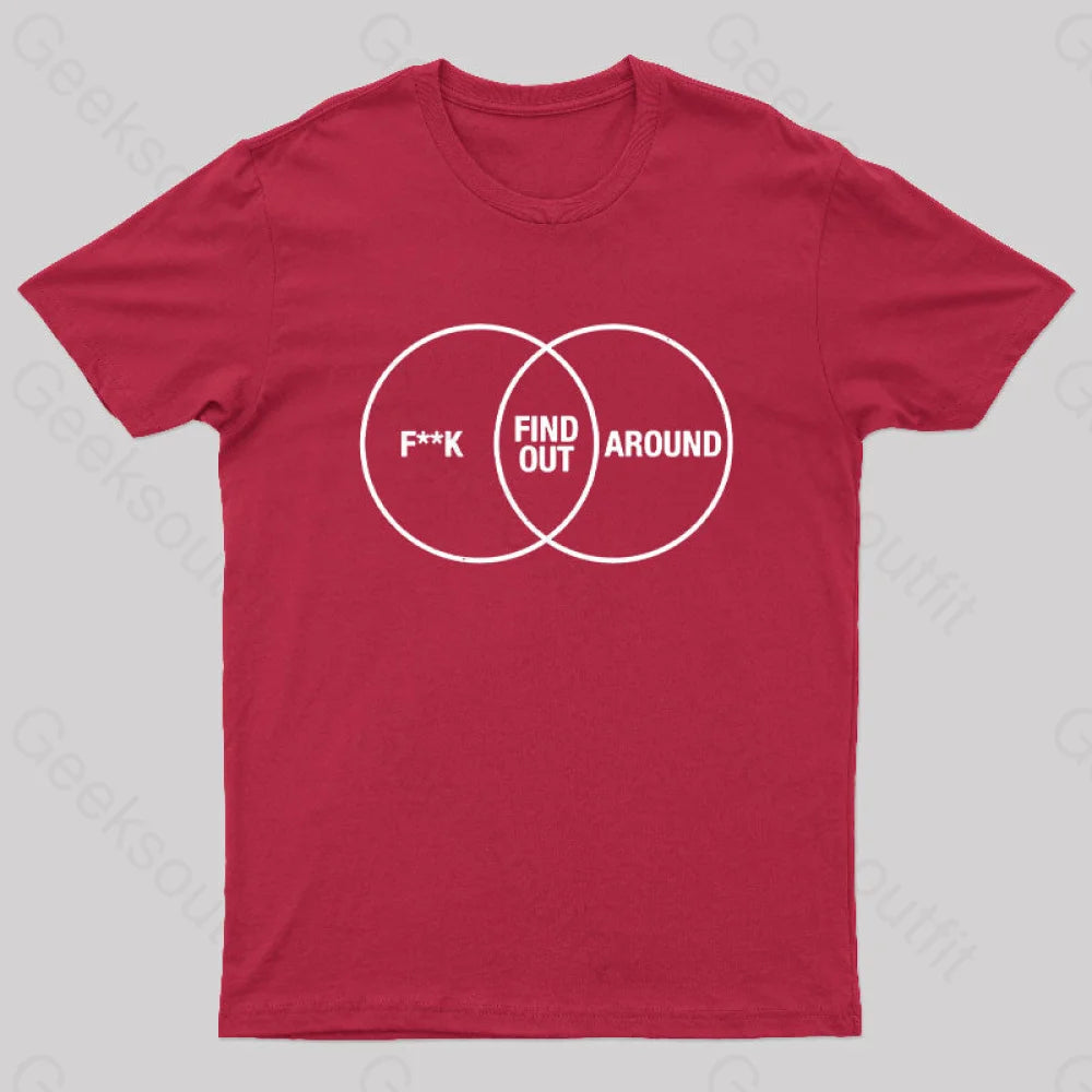F Around And Find Out Venn Diagram Nerd T-Shirt Red / S