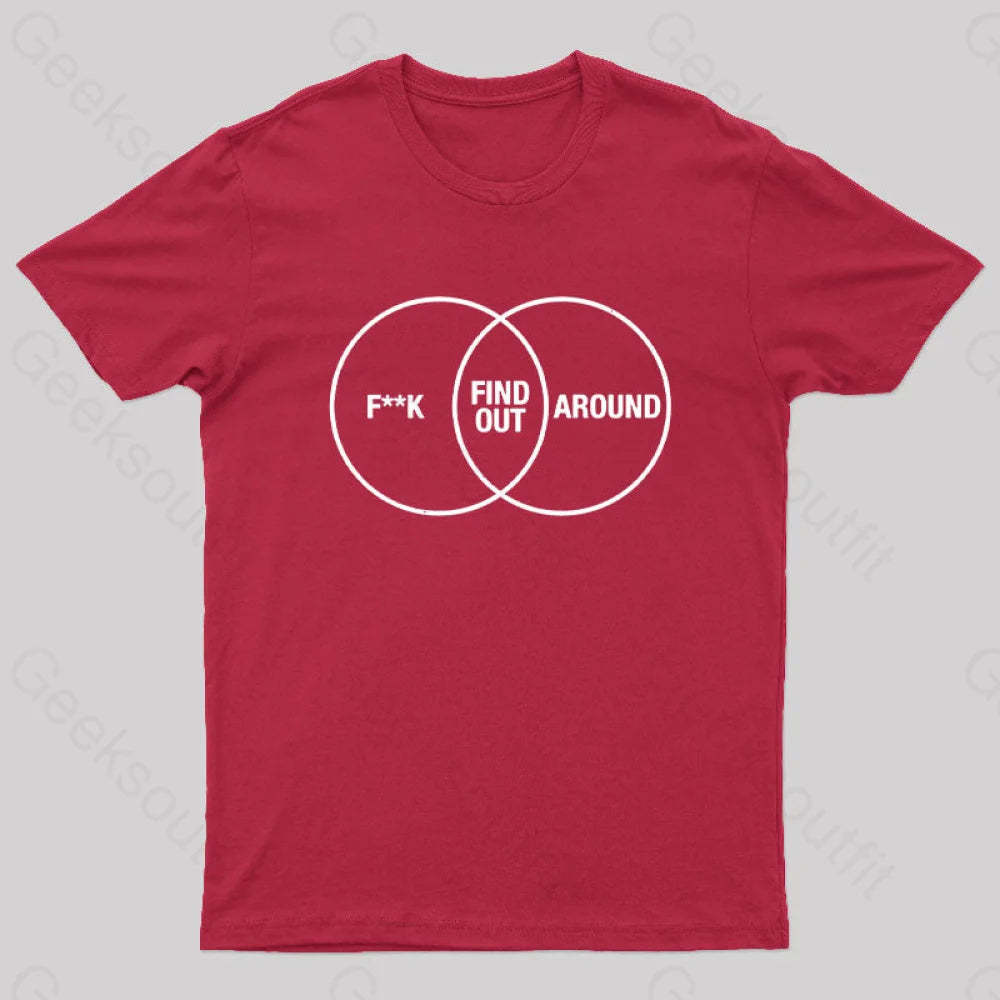 F Around And Find Out Venn Diagram Nerd T-Shirt Red / S
