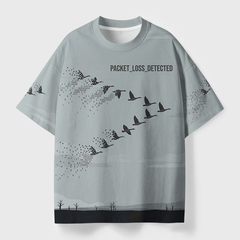 Packet Loss Detected Geek Eco Oversized Graphic Tees