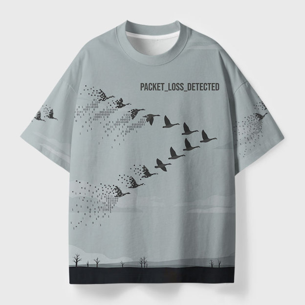 Packet Loss Detected Geek Eco Oversized Graphic Tees