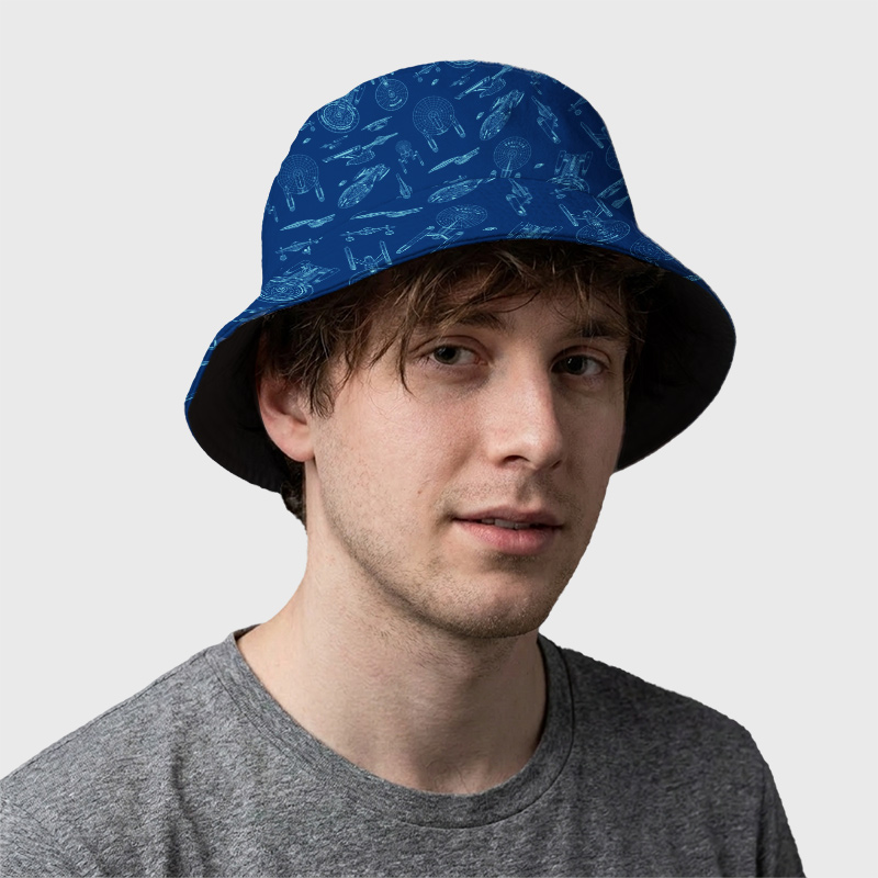 Spaceship Line Drawing Geek Bucket Hat