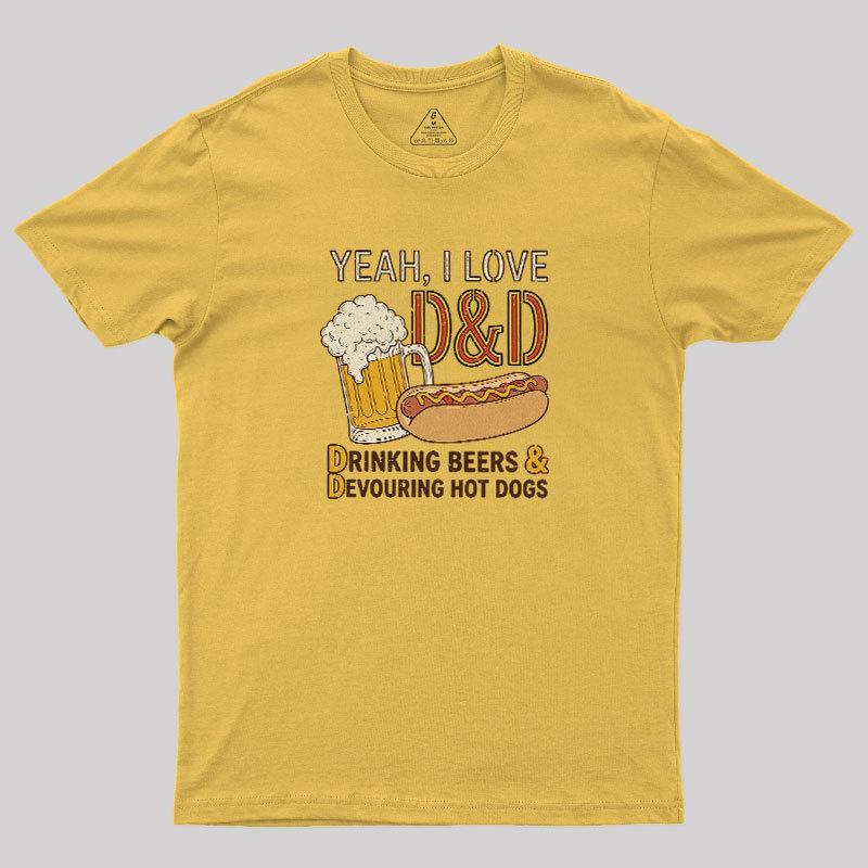 Drinking Beer Devouring Hot Dogs Geek T-Shirt