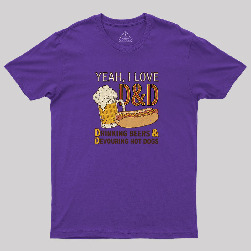 Drinking Beer Devouring Hot Dogs Geek T-Shirt