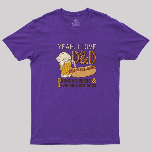 Drinking Beer Devouring Hot Dogs Geek T-Shirt
