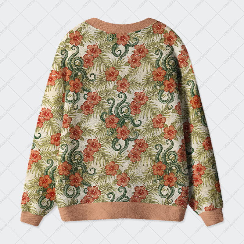 Tropical Snake Geek Ugly Cardigan Sweaters 