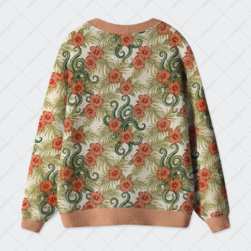 Tropical Snake Geek Ugly Cardigan Sweaters 