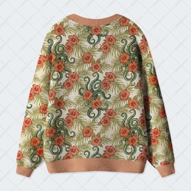 Tropical Snake Geek Ugly Cardigan Sweaters 