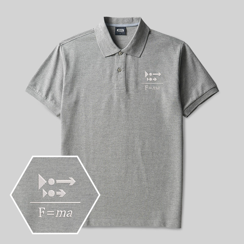Newton’s Push Geek Embroidered Polo Shirts