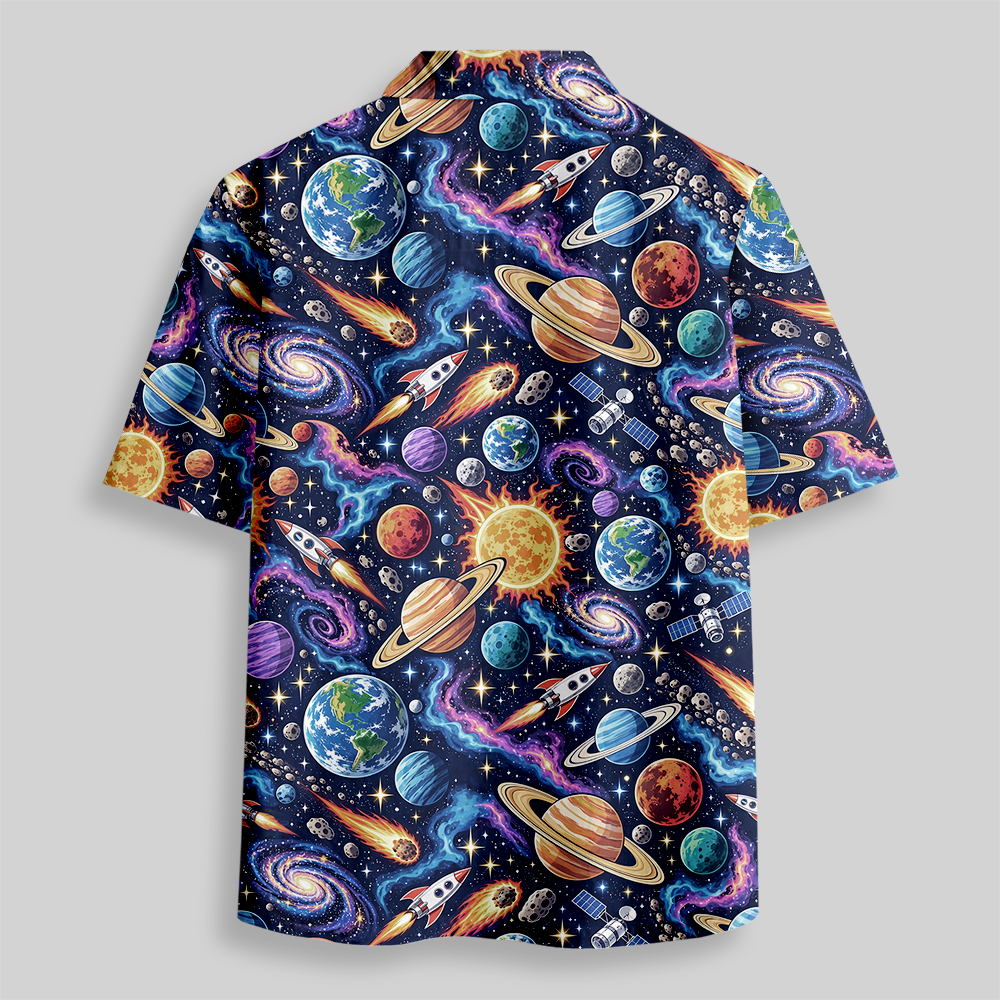 Outer Space Galaxy Button Up Pocket Shirt