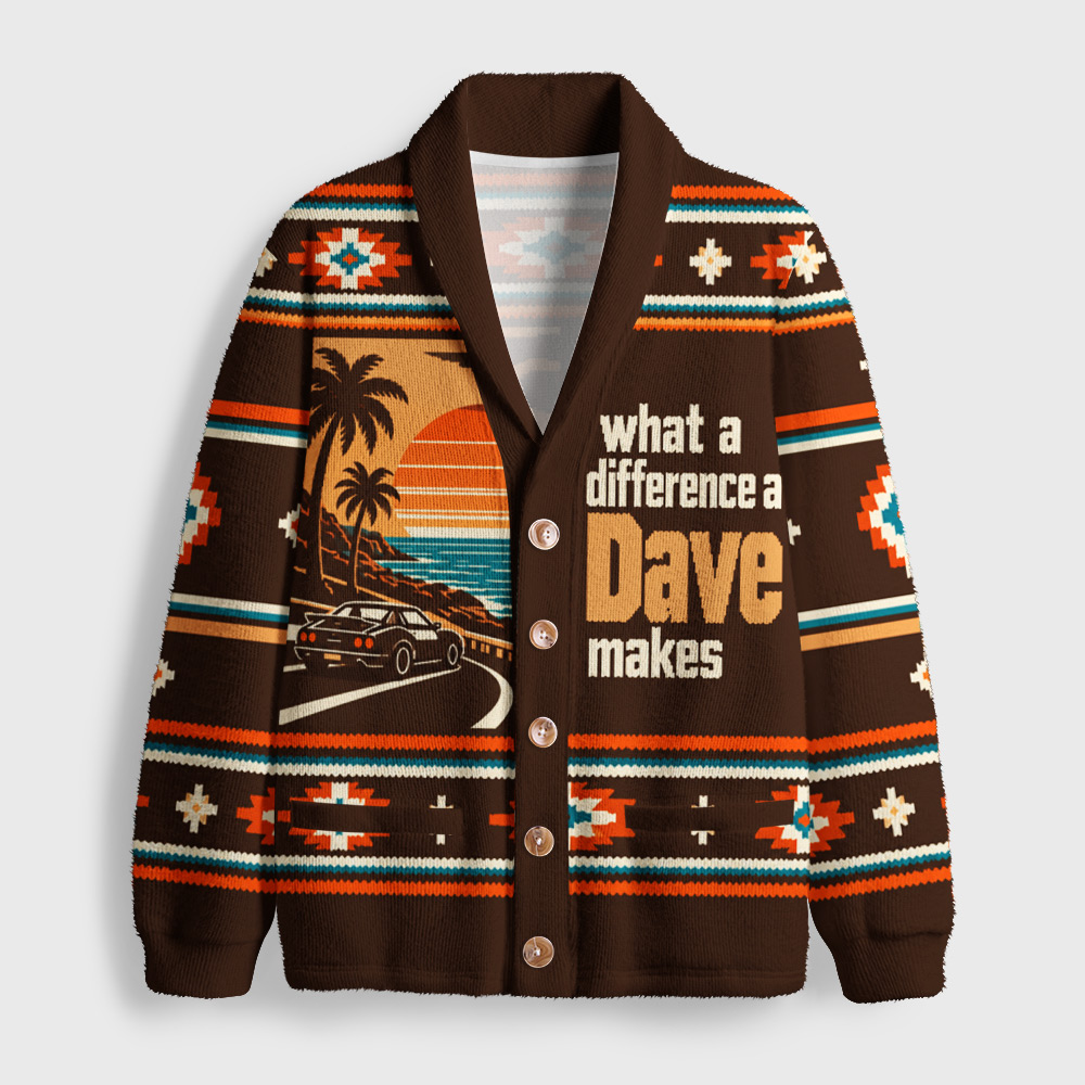 What A Difference A Dave Makes Retro Geek Shawl Collar Cardigan