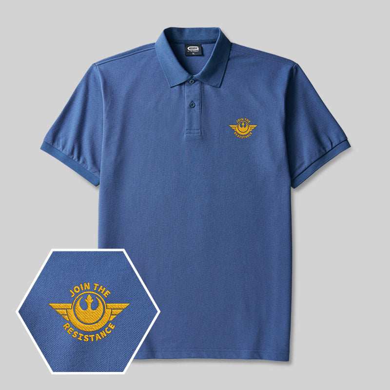 Join The Resistance Geek Embroidered Polo Shirts