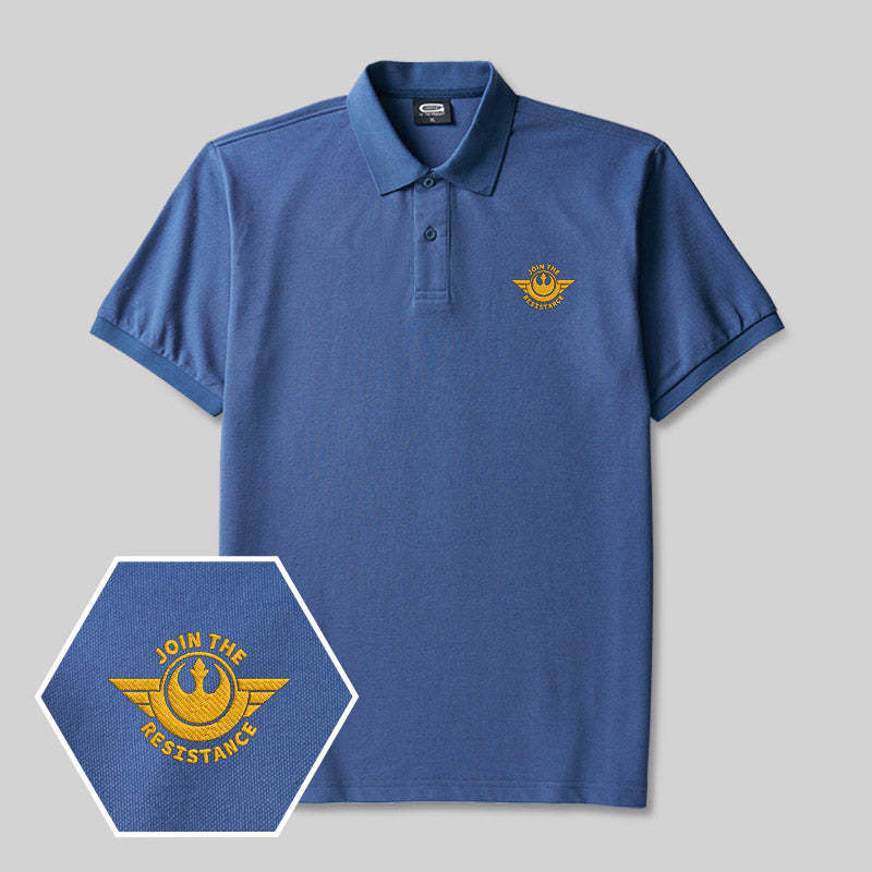 Join The Resistance Geek Embroidered Polo Shirts