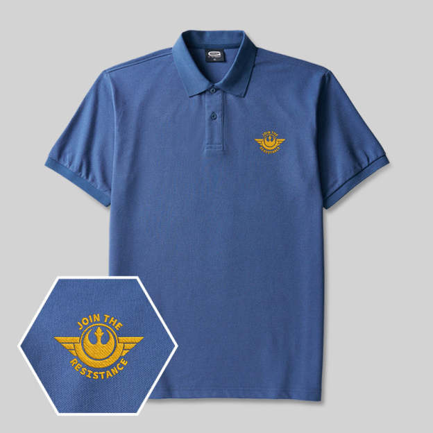 Join The Resistance Geek Embroidered Polo Shirts