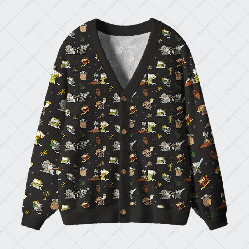 Geeksoutfit Cat Ring Lord Geek Ugly Cardigan Sweaters for Sale