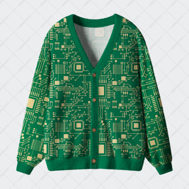 Technology Sense Circuit Board Geek Ugly Cardigan Sweaters 