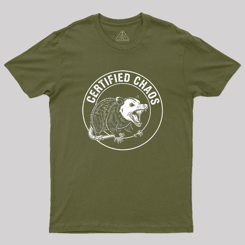 Certified Chaos Possum Emblem Geek T-Shirt