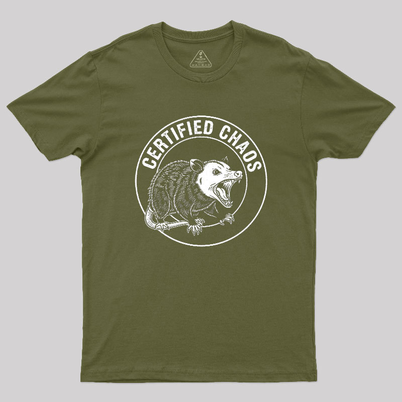 Certified Chaos Possum Emblem Geek T-Shirt