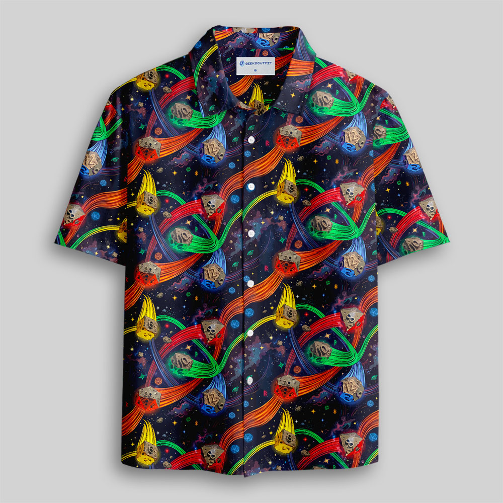 Tabletop Adventurer's Galaxy Quest Polyhedral Button Up Pocket Shirt
