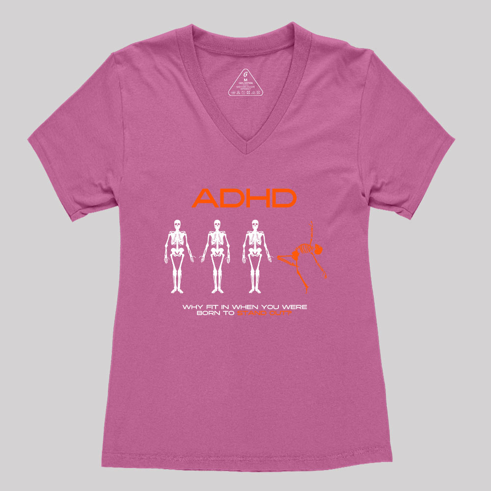 ADHD AWARENESS Geek Women's V-Neck T-shirt