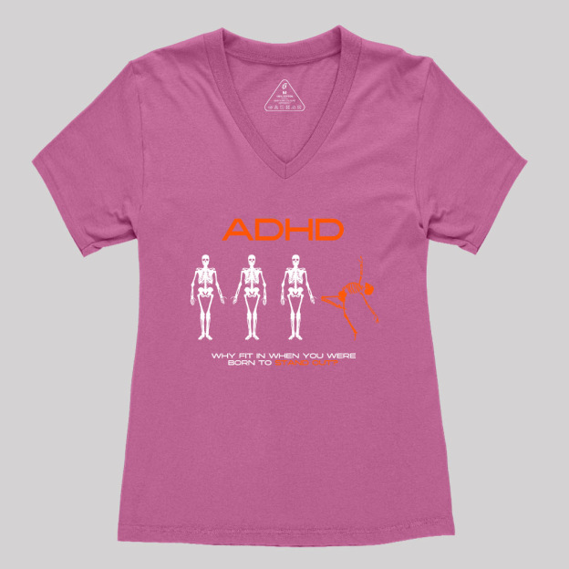 ADHD AWARENESS Geek Women's V-Neck T-shirt