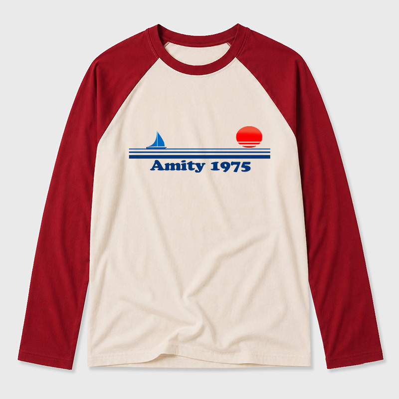 Sunset 1975 Geek Retro Raglan Long-Sleeve Tee
