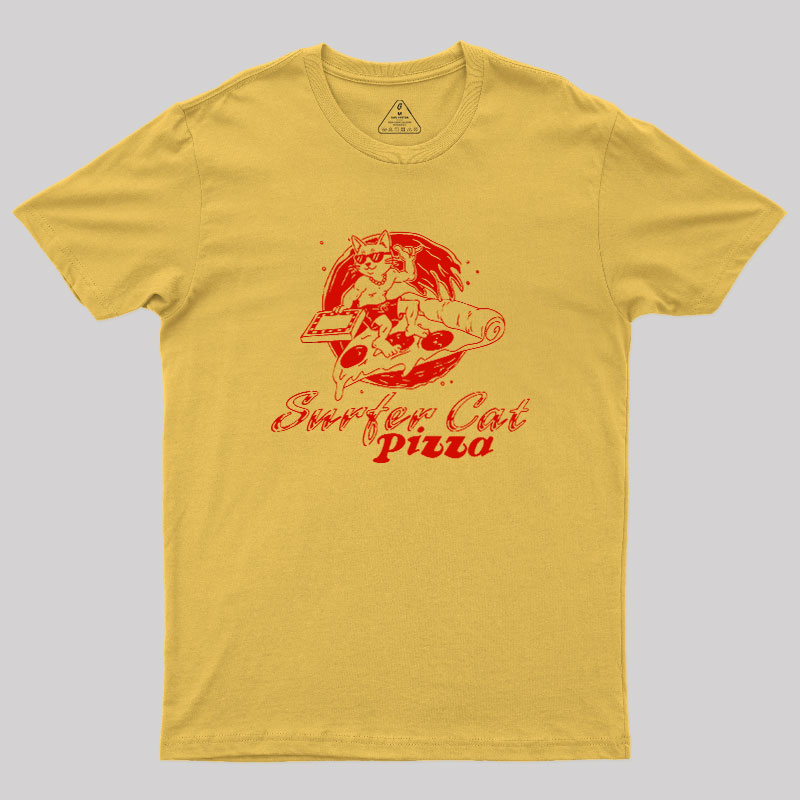 SURFER CAT PIZZA Geek T-Shirt