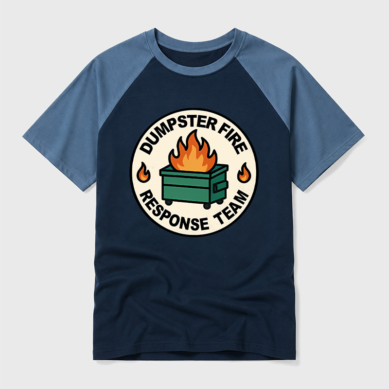 Dumpster Fire Response Team Geek Retro Raglan T-Shirt