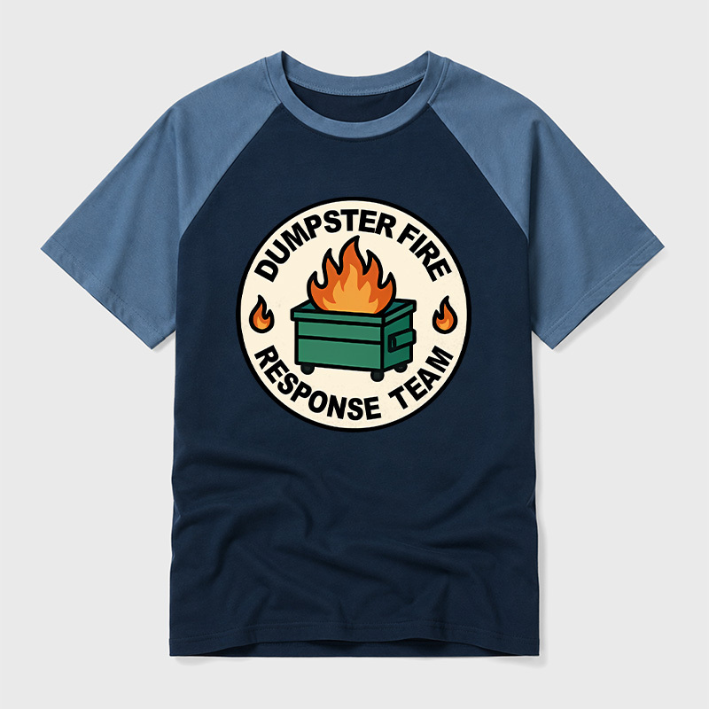 Dumpster Fire Response Team Geek Retro Raglan T-Shirt