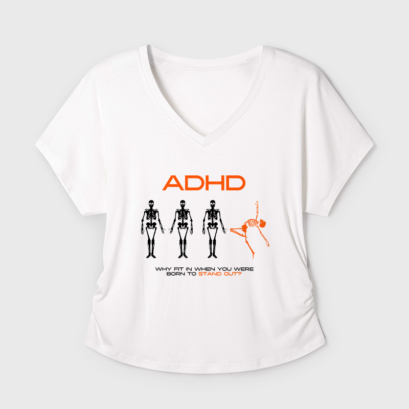 ADHD Awareness Geek Dolman Sleeve V-Neck Shirt