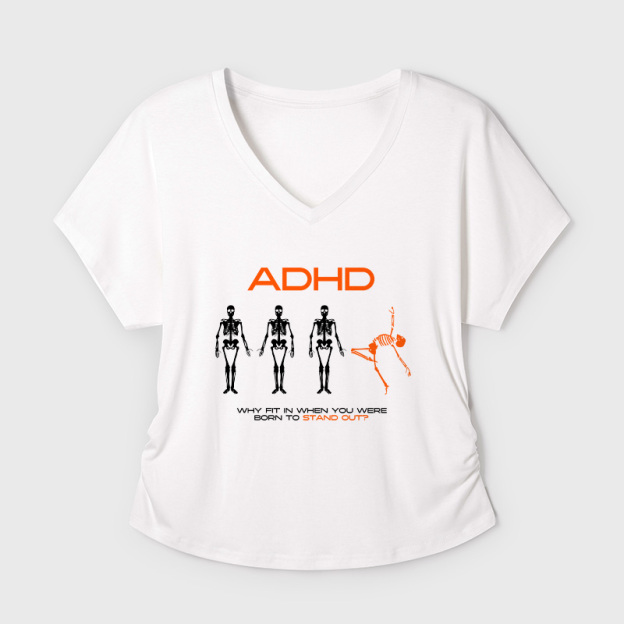 ADHD Awareness Geek Dolman Sleeve V-Neck Shirt