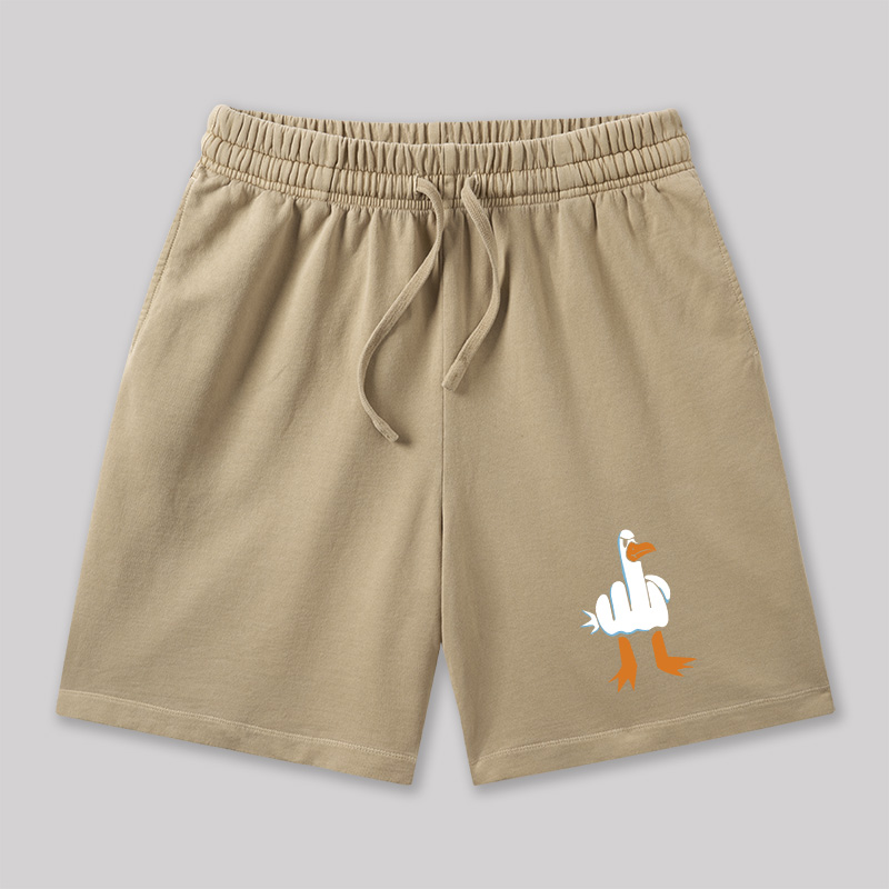 Rude Seagull Design Funny Geeky Washed Shorts