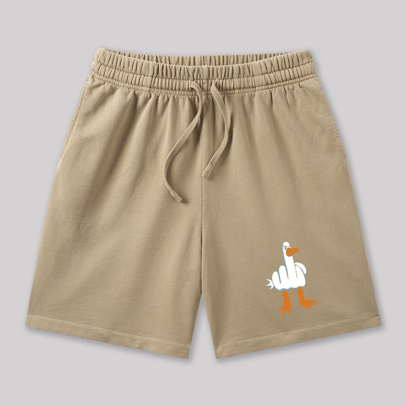Rude Seagull Design Funny Geeky Washed Shorts