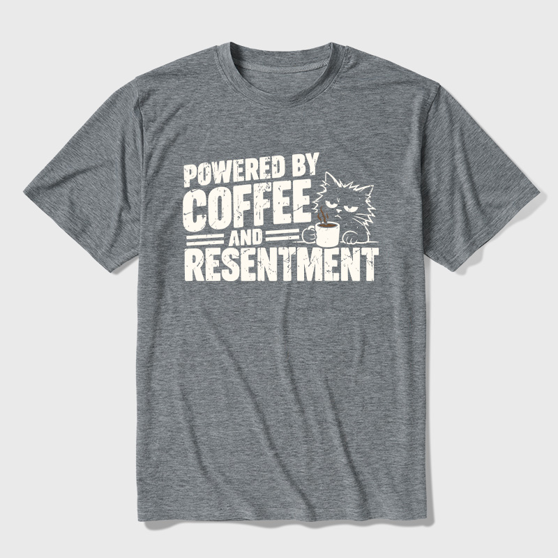 Powered by Coffee and Resentment Ultra Soft Heather Tee