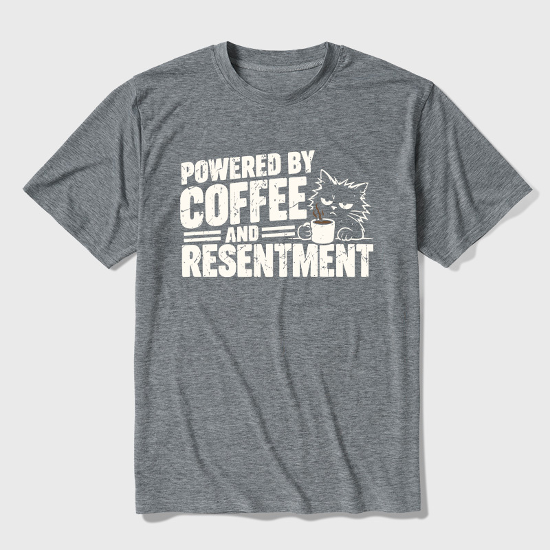 Powered by Coffee and Resentment Ultra Soft Heather Tee