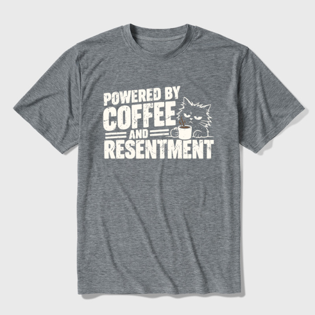Powered by Coffee and Resentment Ultra Soft Heather Tee
