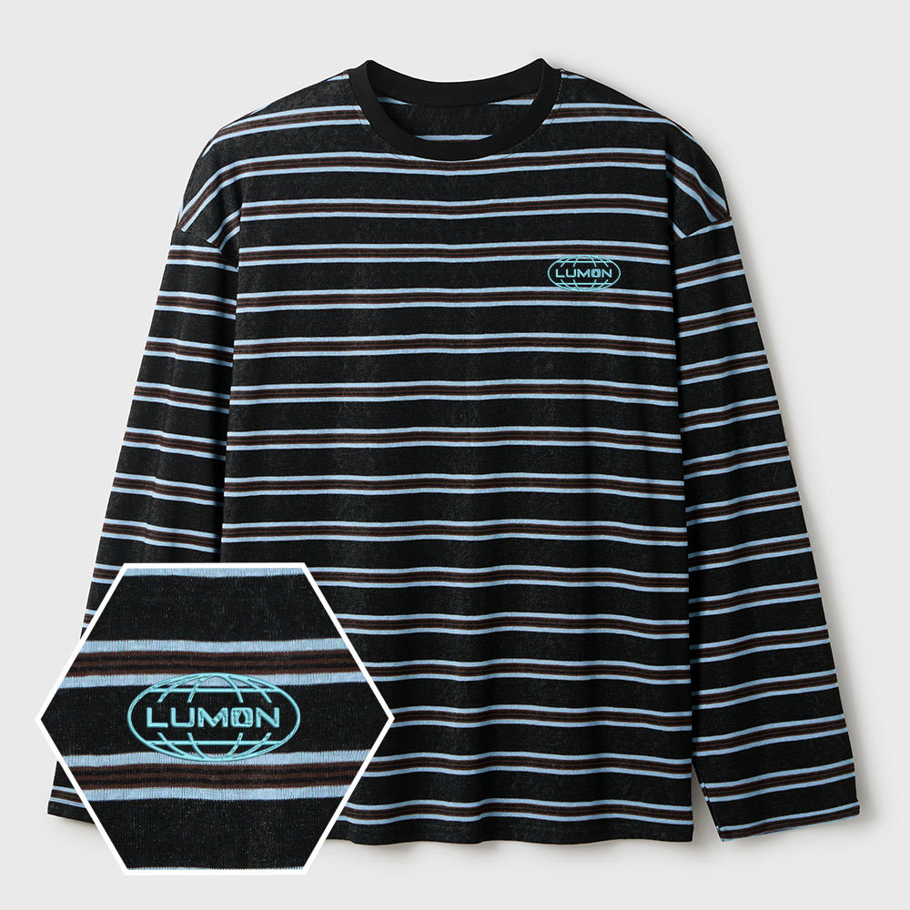 Lumon Geek Lycra Striped Embroidered Long-Sleeve Shirts