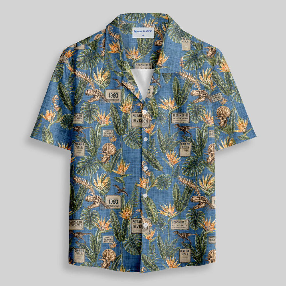 1993 Dino Fossil Botanical Aloha Button Up Pocket Shirt