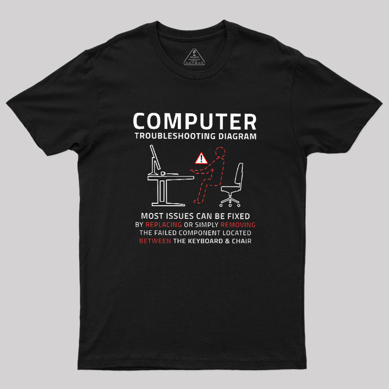 Computer Troubleshooting Diagram Geek T-Shirt
