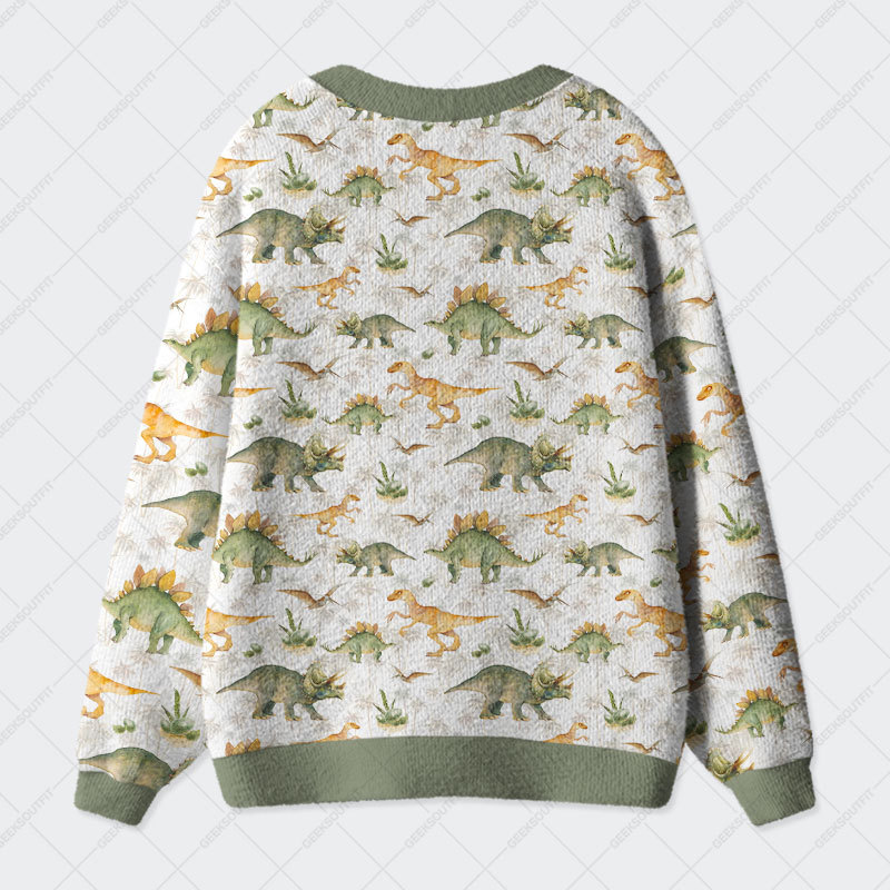 Ancient Dinosaurs Geek Ugly Cardigan Sweaters 