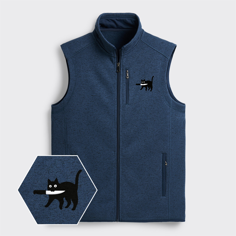 Samurai Cat Geek Sweater Fleece Vest