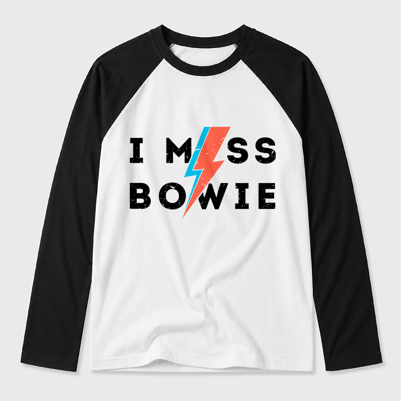 I Miss Bowie Geek Retro Raglan Long-Sleeve Tee