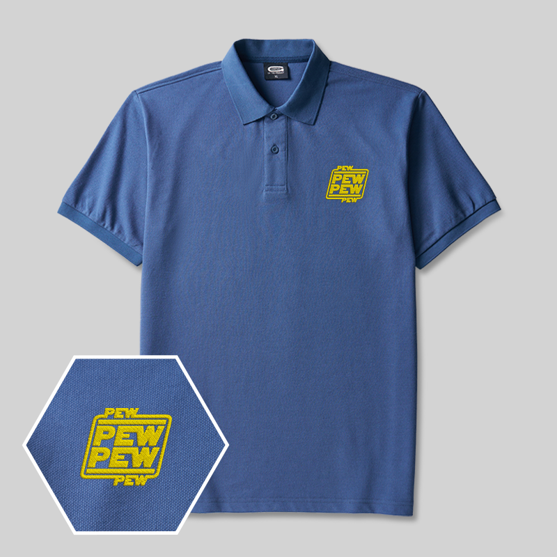 Pew Pew Geek Embroidered Polo Shirts