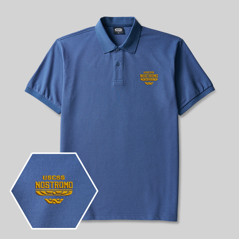 Alien Space Freighter Geek Embroidered Polo Shirts